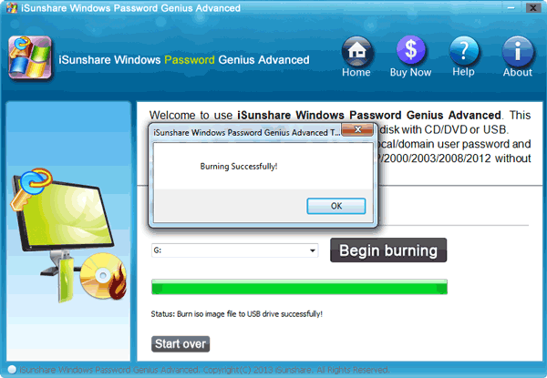 Burning Windows Password Reset Disk Successfully