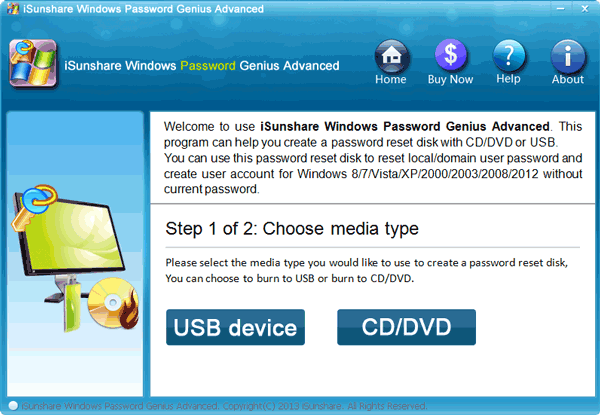 Choose Media Type - CD/DVD or USB Device