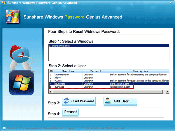 Select Windows System and User Account